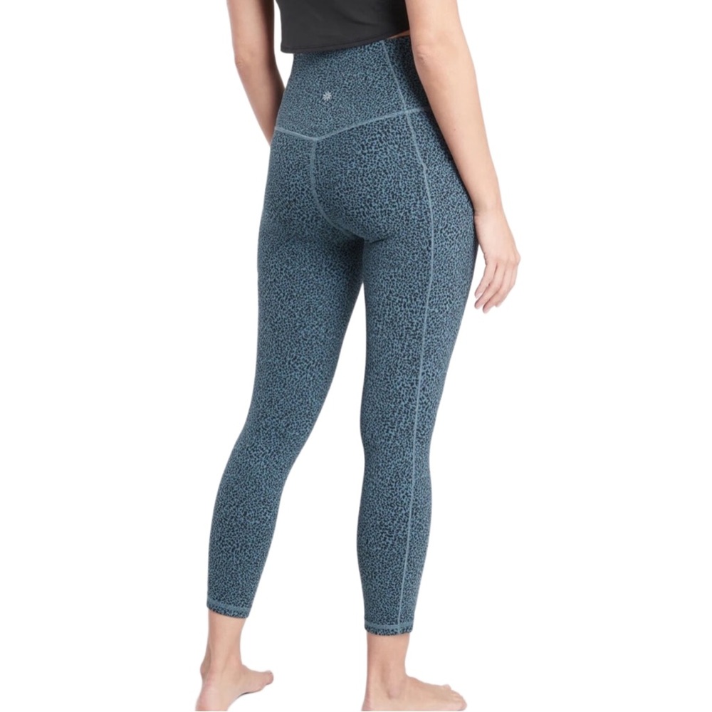 Athleta Saturation Stash II Tights Blue Black Cheetah Print Y2K